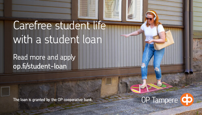 OP Tampere's ad for their student loan services.