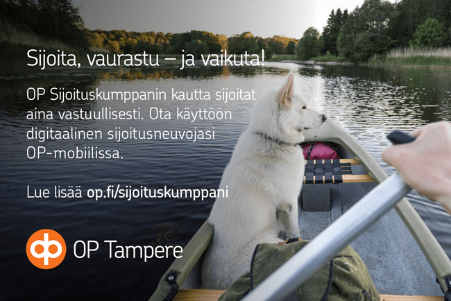 OP Tampereen mainos sijoittamisesta.